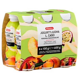 Pirkka Jogurttijuoma L. casei persikka-passiohedelmä 6x100g