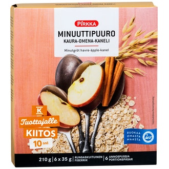 Pirkka minuuttipuuro kaura-omena-kaneli 210g (6x35g)