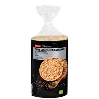 Pirkka Parhaat ohut luomumaissikakku pellavansiemen 150g gluteeniton