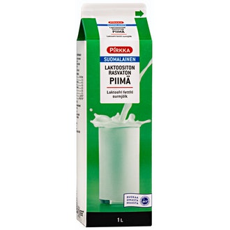 Pirkka suomalainen laktoositon rasvaton piimä 1l