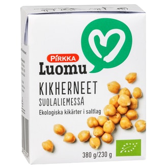 Pirkka Luomu kikherneet suolaliemessä 380g/230g