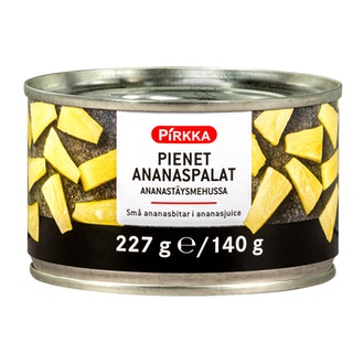 Pirkka pienet ananaspalat ananastäysmehussa 227g/140g