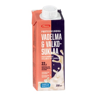 Pirkka proteiinijuoma 250ml vadelma-valkosuklaa laktoositon