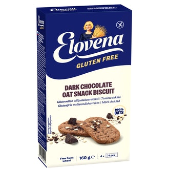 Elovena 160G Gluteeniton Tumma Suklaa Välipalakaurakeksi 4X4kpl