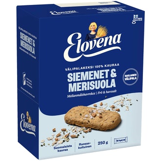 Elovena välipalakeksi 10x25g siemenet merisuola
