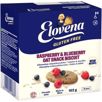 Elovena 9x18g gluteeniton vadelma-mustikka välipalakaurakeksi
