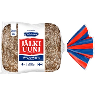 Oululainen Jälkiuuni Täysjyväruis 4kpl 240g, täysjyväruisleipä