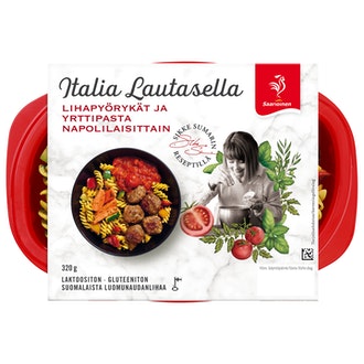 Saarioinen lihpyörykät napolilaisittain ja yrttipasta 320g