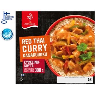 Saarioinen Red Thai Curry kanaruukku; kanaa ja riisiä mausteisessa kastikkeessa 300g