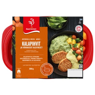 Saarioinen Kalapihvit ja värikkäät kasvikset 300g