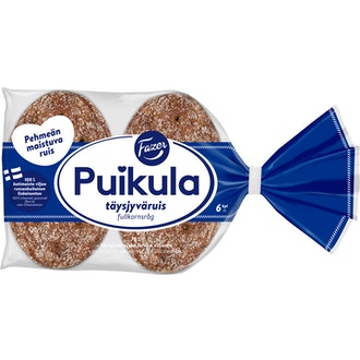 Fazer Puikula Täysjyväruis 6kpl 330g, täysjyväruisleipä