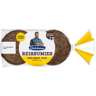 Oululainen Reissumies Tosi Ohut Ruis 10kpl 350g, täysjyväruisleipä