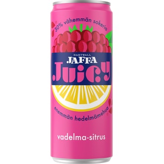 Hartwall Jaffa Juicy Vadelma-sitrus virvoitusjuoma 0,33 l