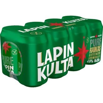 8 x Lapin Kulta Pure gluteeniton luomuolut 4,5% 0,33 l