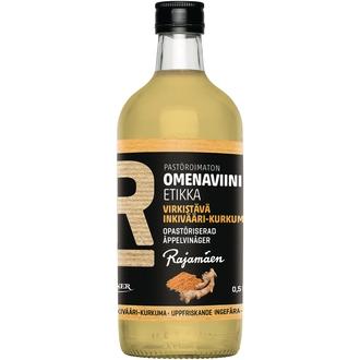Rajamäen 0,5l Pastöroimaton omenaviinietikka inkivääri-kurkuma