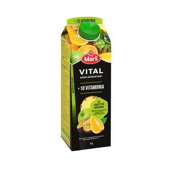 Marli Vital 50% vähemmän sokeria hedelmänektari + 10 vitamiinia 1l