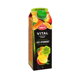 Marli Vital 50% vähemmän sokeria  appelsiini - mango mehujuoma + ACE - vitamiinit 1l