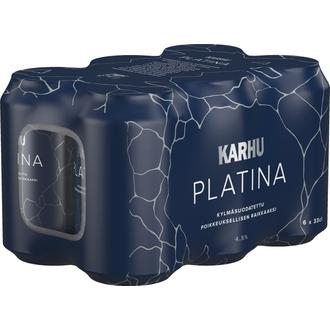 6-pack Karhu Platina Lager olut 4,5 % tölkki 0,33 L