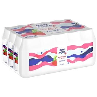 24-pack Bonaqua + Mansikka & Kiivi kivennäisvesi muovipullo 0,33 L