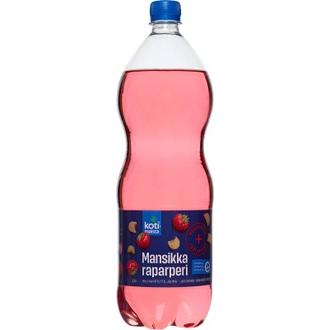 Kotimaista mansikka-raparperi Mg + foolihappo hiilihapotettu juoma 1,5l