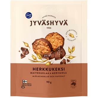 Fazer Jyväshyvä herkkukeksi 90g maitosuklaa merisuola