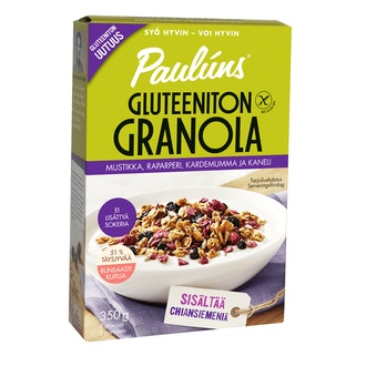 Paulúns gluteeniton mustikka-raparperi-kardemumma-kaneli granola muromysli 350g