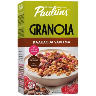 Paulúns kaakao ja vadelma granola muromysli 450g