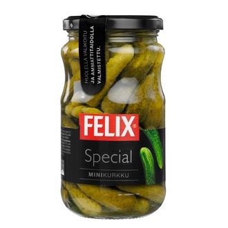 Felix Special minikurkku kokonaisia kurkkuja mausteliemessä 340/190g