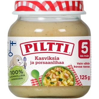 Piltti 125g Kasviksia ja porsaanlihaa lastenateria 5kk