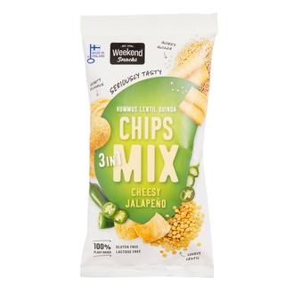 Weekend Snacks 3in1 Hummus-Linssi-Quinoa-sipsisekoitus, Juusto Jalapeño, 90g