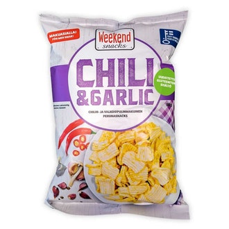 Weekend Chili & Garlic 180g. Chili- ja valkosipulimakuinen perunasnacks