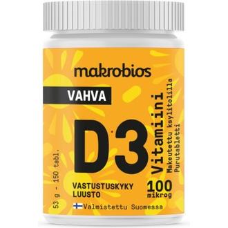 Makrobios Vahva D3-Vitamiini Appelsiini 100Mcg 150 Tablettia 53G