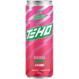 TEHO Mansikka-Raparperi+B-vitamiinit sokeriton energiajuoma 0,33 l fit tlk