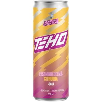 TEHO Passionhedelmä-Sitruuna+BCAA sokeriton energiajuoma 0,33 l fit tlk