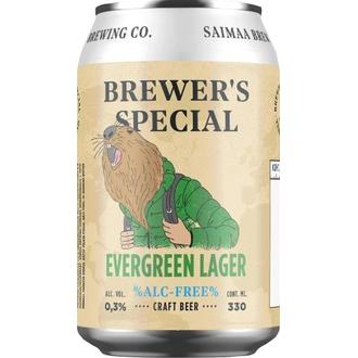 Brewer\'s Special Evergreen Lager 0,3% olut 0,33l tölkki