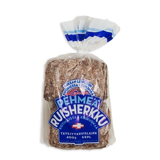 Leivon Pehmeä Ruisherkku, täysjyväruispalaleipä 400g/6kpl