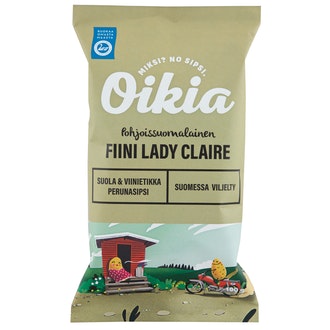 Oikia Fiini Lady Claire suola-viinietikka perunalastut 100g