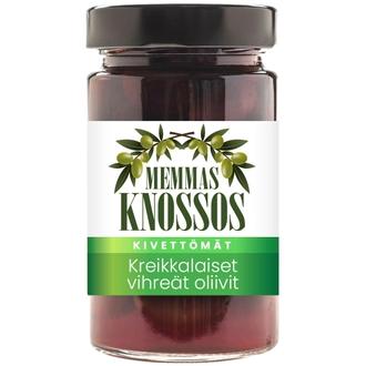 Memmas Knossos kreikkalaiset kivettömät vihreät oliivit 295g/140g