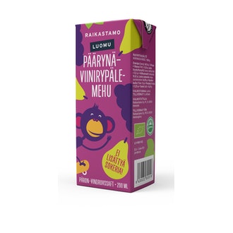 Raikastamo päärynä-viinirypäle luomu pillimehu 200 ml