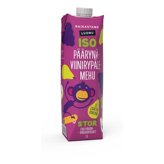 Raikastamo iso päärynä-viinirypäle luomumehu 1 L