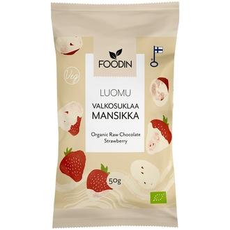 Foodin Valkosuklaamansikka luomu 50g