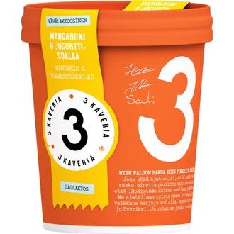 3 Kaverin Vähälaktoosinen jäätelö, Mandariini & Jogurttisuklaa 500ml