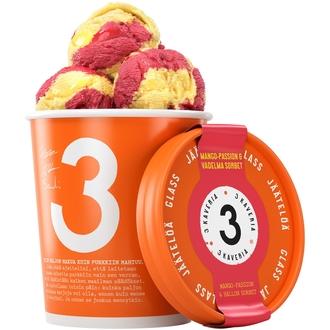 3 Kaveria Mango- Passion & Vadelma Sorbetti 500ml/400g