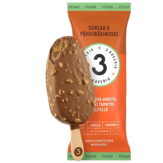3 Kaveria Vegaaninen Suklaa & Pähkinäkinuski jäätelöpuikko 110ml/80g