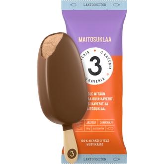 3 Kaveria Laktoositon Maitosuklaa jäätelöpuikko 110ml/80g