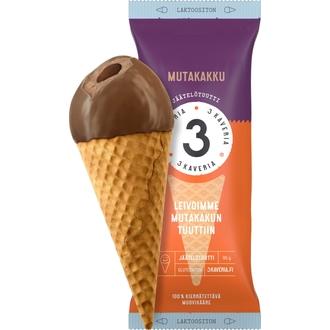 3 Kaveria Laktoositon Mutakakku jäätelötuutti 150ml/95g