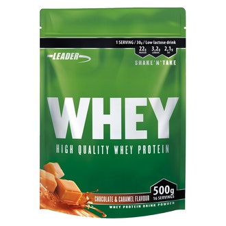 Leader whey heraproteiinijauhe 500g suklaa-karamelli