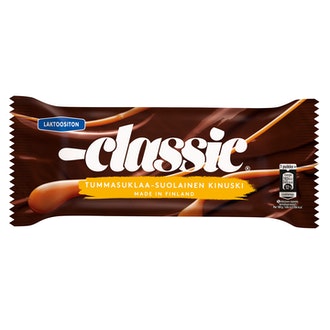 Classic 69g/0.9dl Tummasuklaa-Suolainen Kinuski laktoositon kermajäätelöpuikko