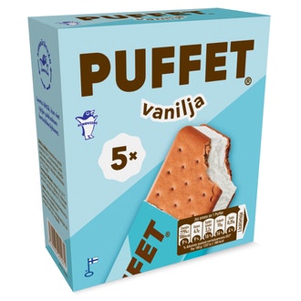 Puffet Vanilja välipalajäätelö monipakkaus 5x62g/1,1dl