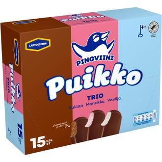 Pingviini Puikko laktoositon kermajäätelöpuikkolajitelma monipakkaus Trio 15x32g